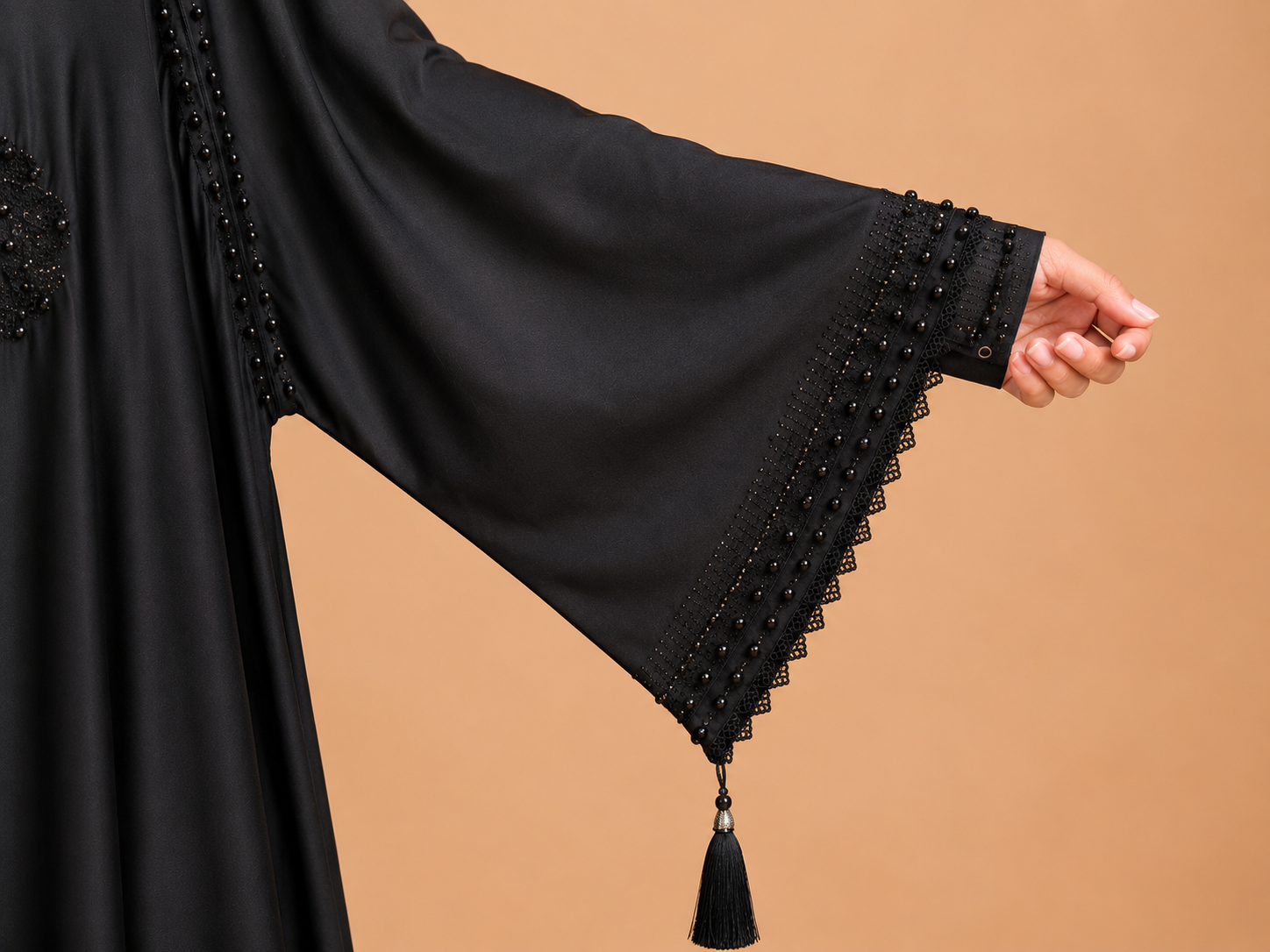 Premium Black Embellished Bell Sleeves Abaya