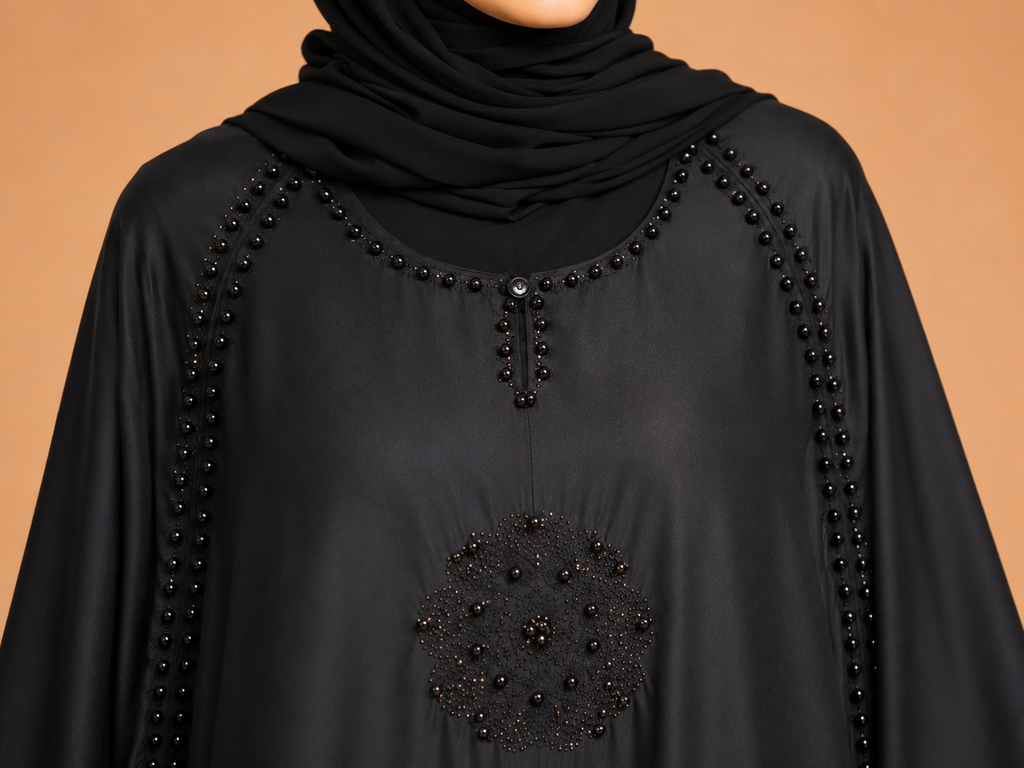 Premium Black Embellished Bell Sleeves Abaya