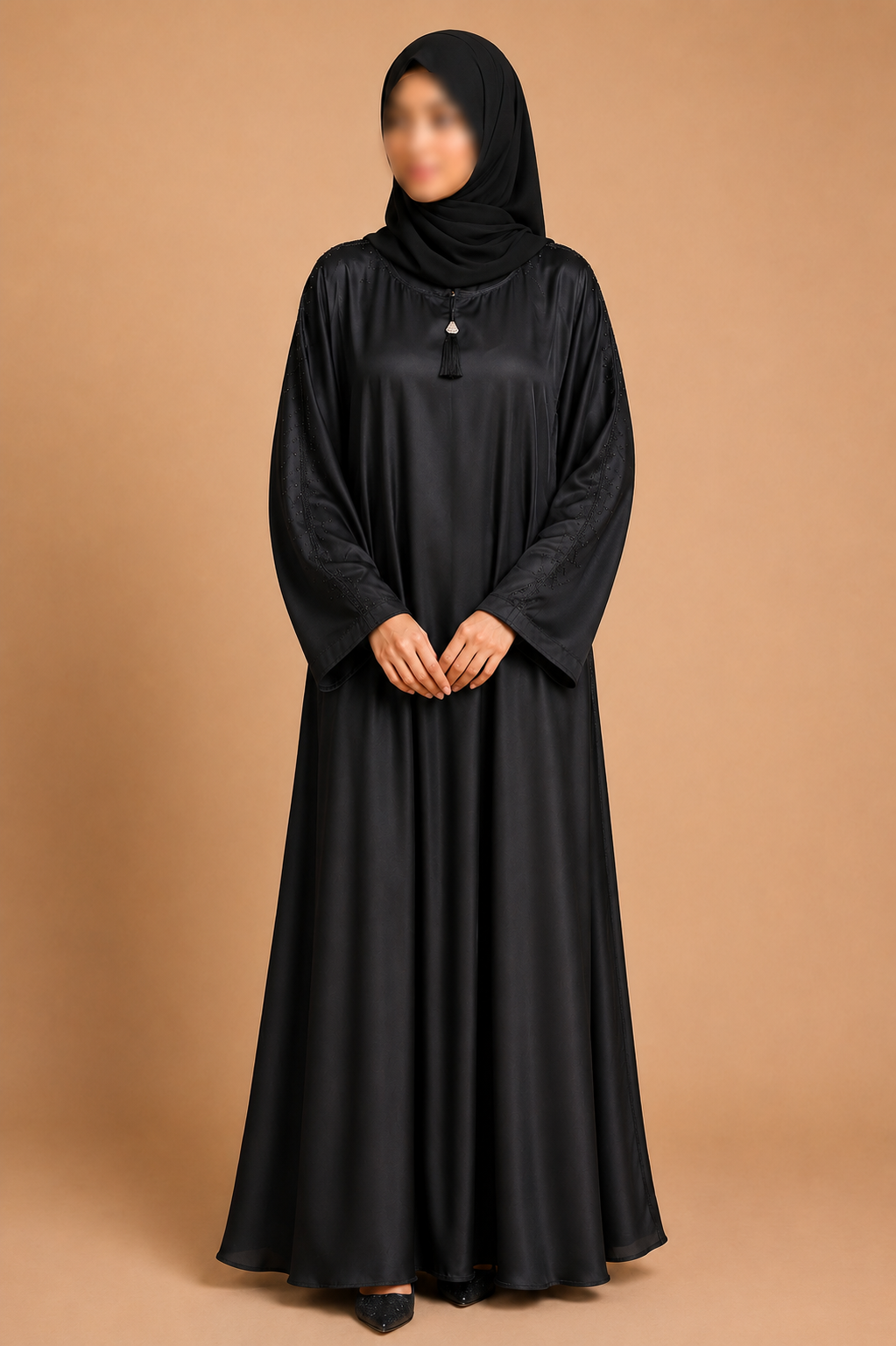 Simple Full Flayer Abaya Open Cuff