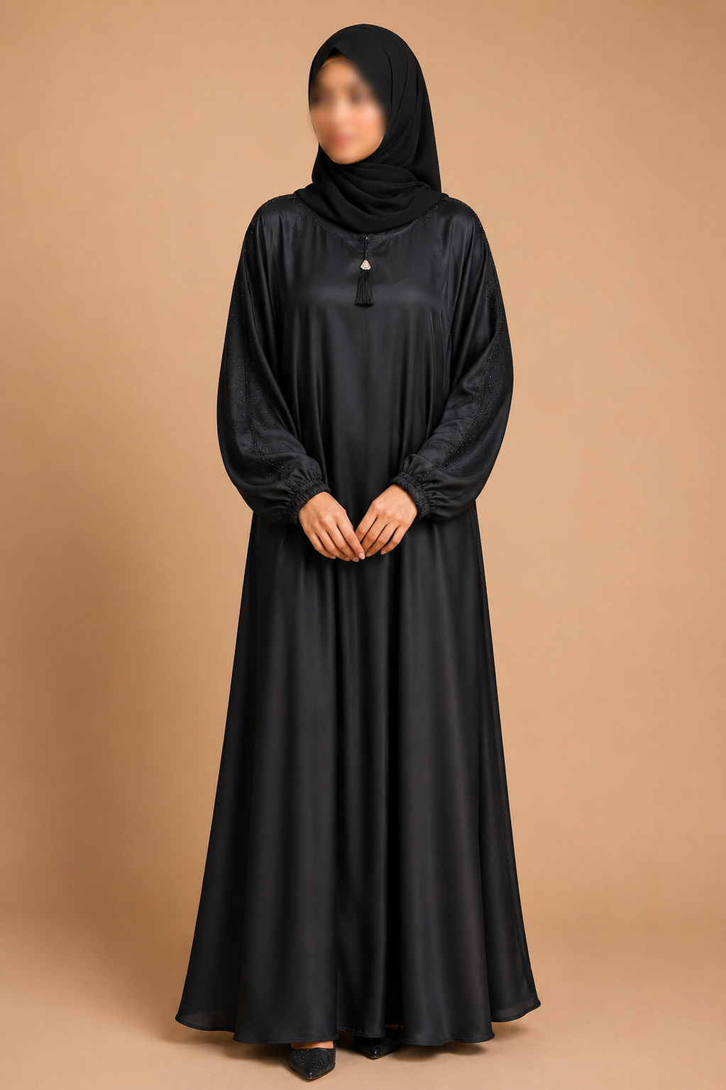Simple Full Flare Abaya Elastic Cuff