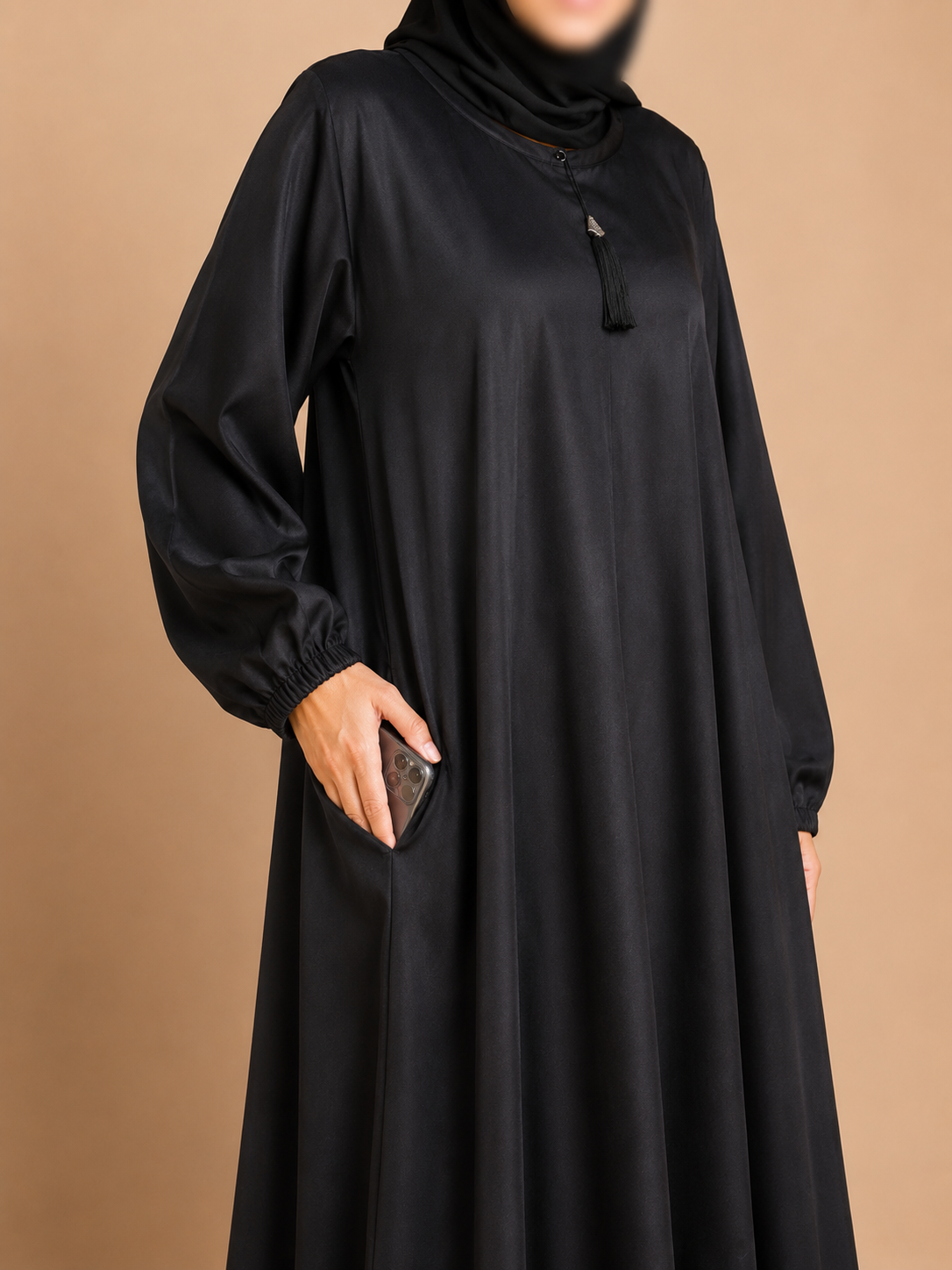 Simple Full Flare Abaya Elastic Cuff