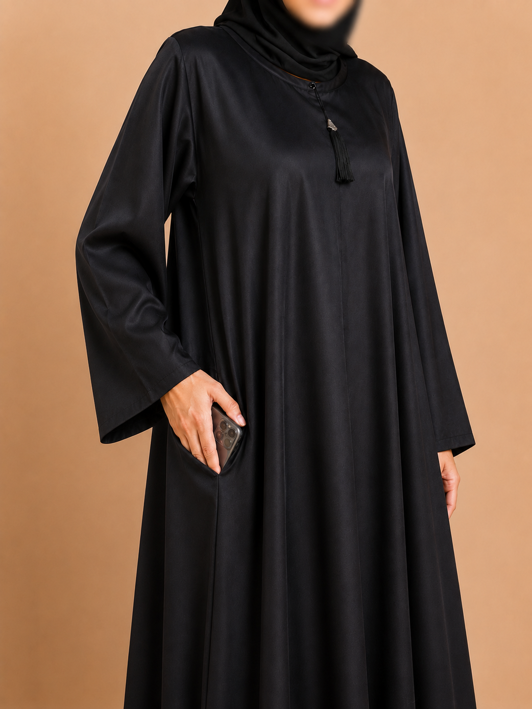 Simple Full Flayer Abaya Open Cuff